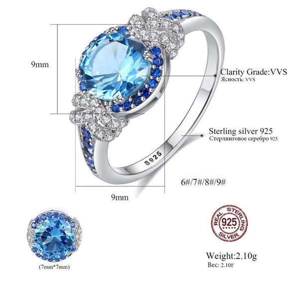 Stunning Sapphire Sterling Silver Ring - Picture 5 of 8